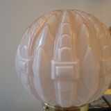 Lampe art déco rose pied en cristal taillé