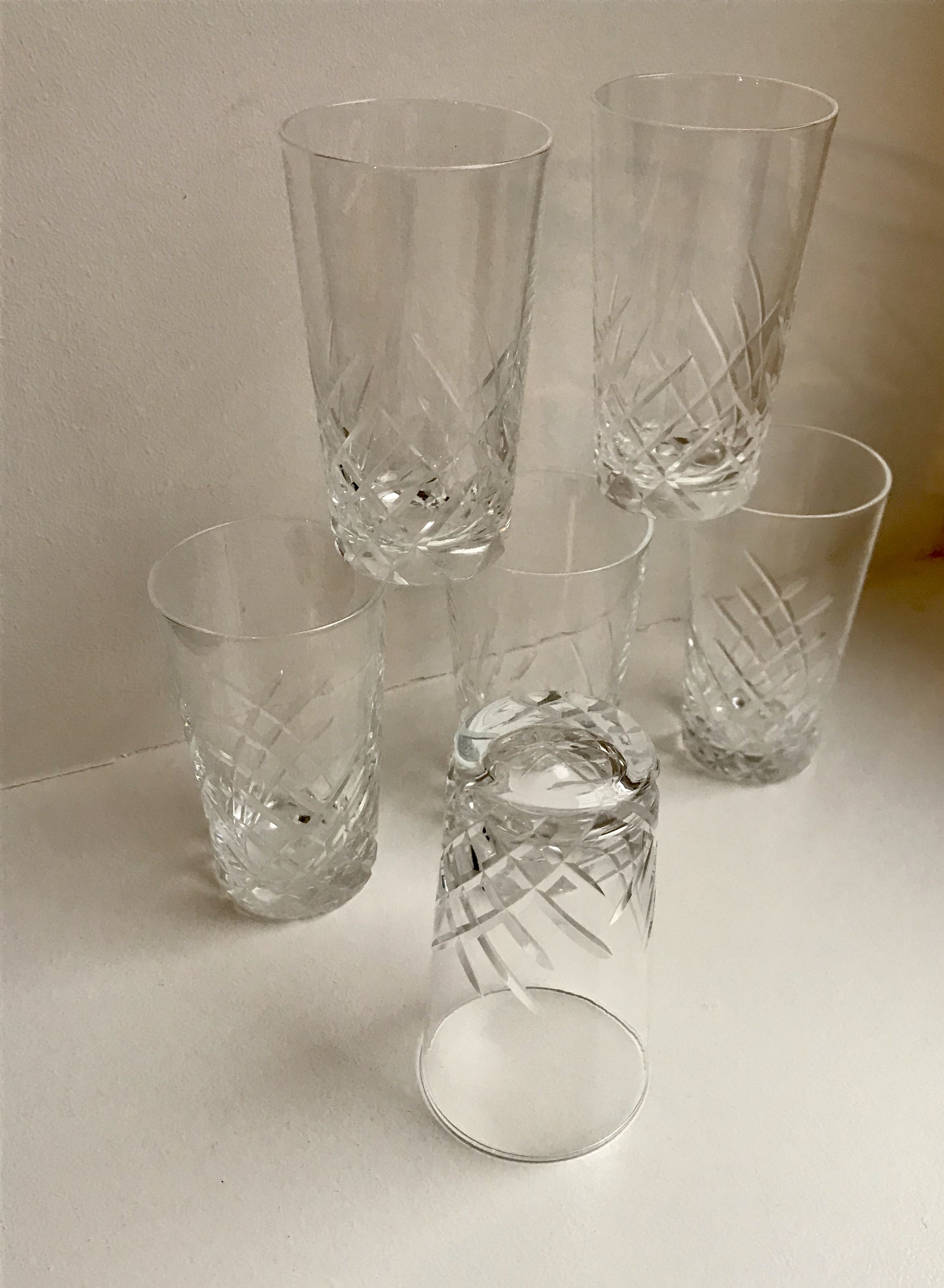 Set of 6 crystal shot glasses 50s