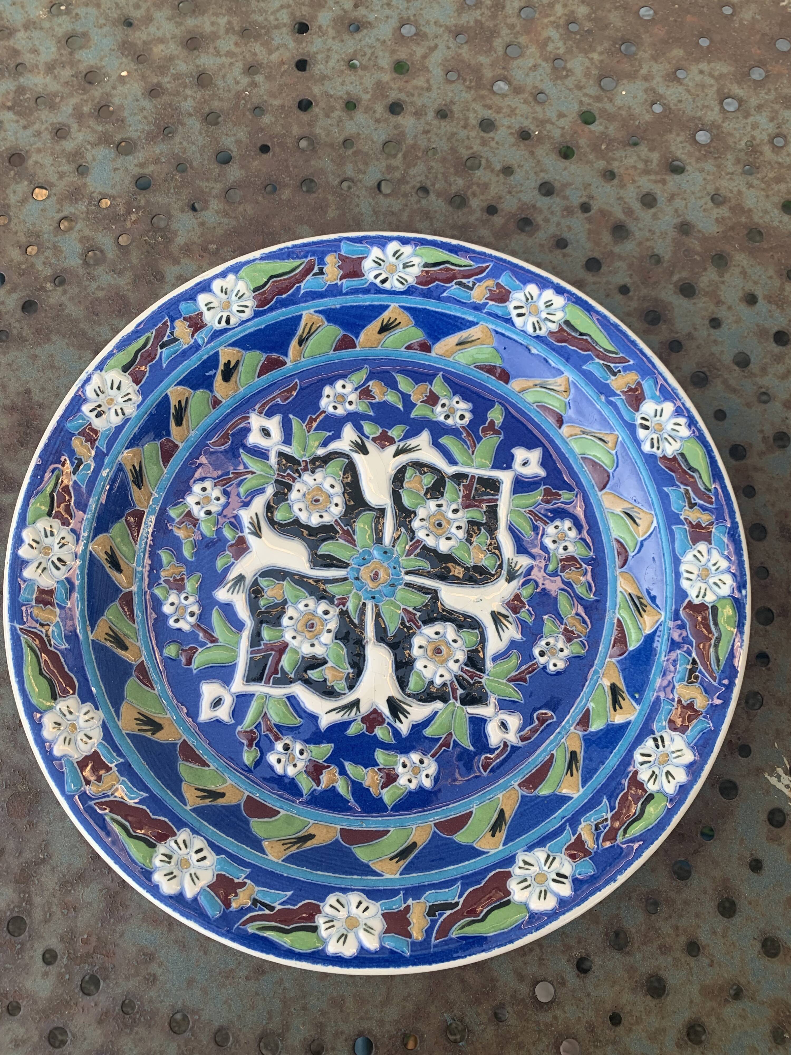 Handmade ceramic collector's plate, glazed with enamels, signed by Adiguzel Gini, Türkiye