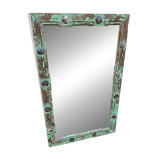 Old Art Deco mirror in Burmese teak