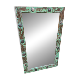 Old Art Deco mirror in Burmese teak