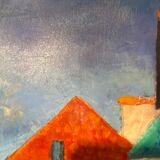 Old painting, cityscape signed and dated 79