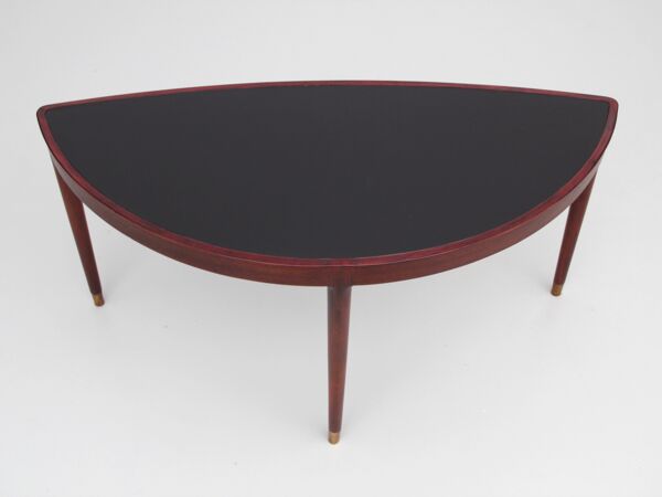 table basse scandinave ou table d'appoint demi lune en acajou