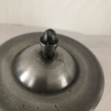 Ceramic salt jar pewter lid stamped J G