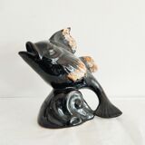 Set of a fish vase and an Alpho squirrel vase