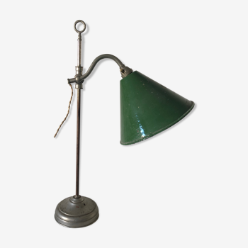 Vintage nickel-plated iron workshop lamp 1910, 53cm