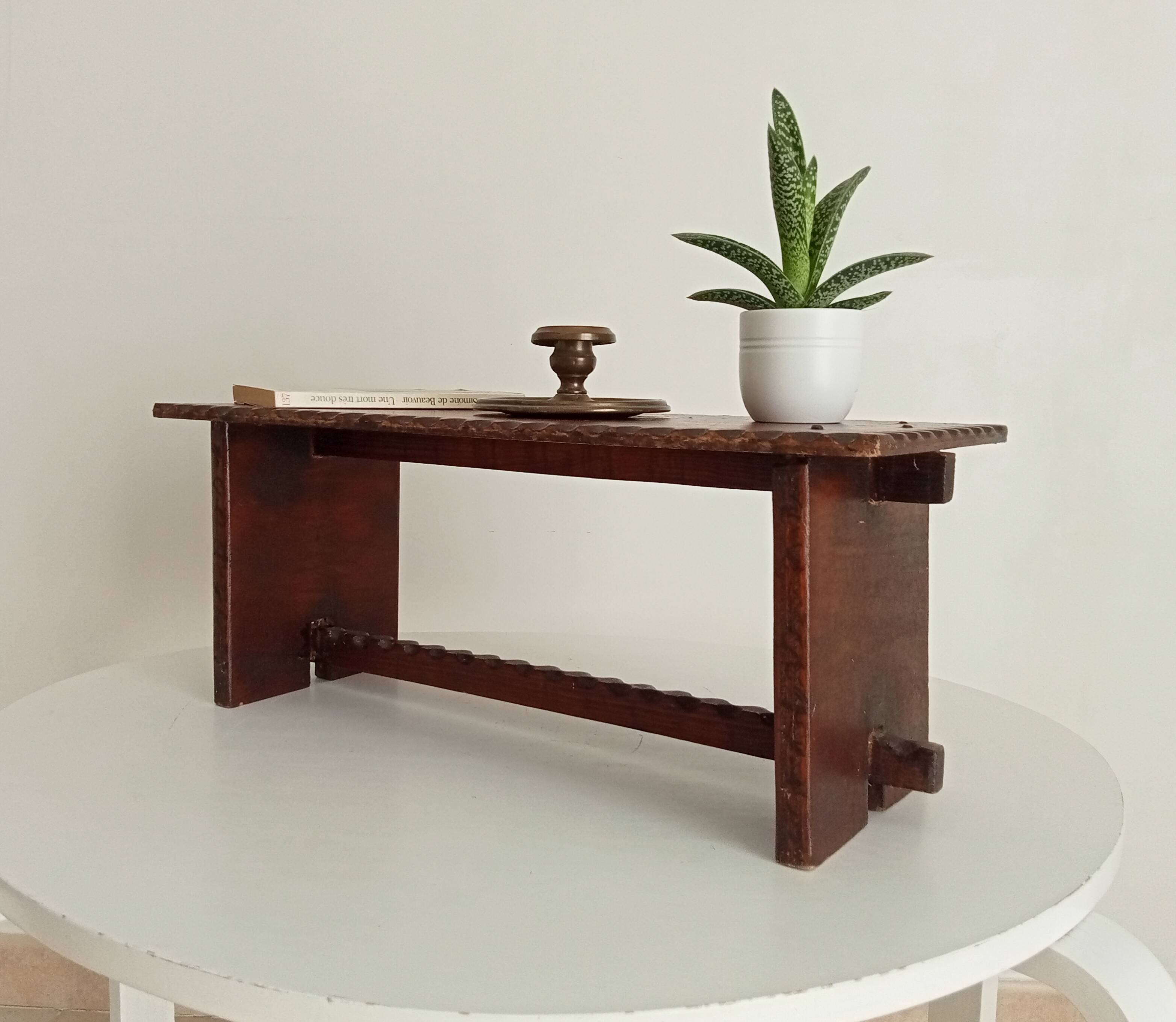 Low brutalist stool in the style of Charles Dudouyt.