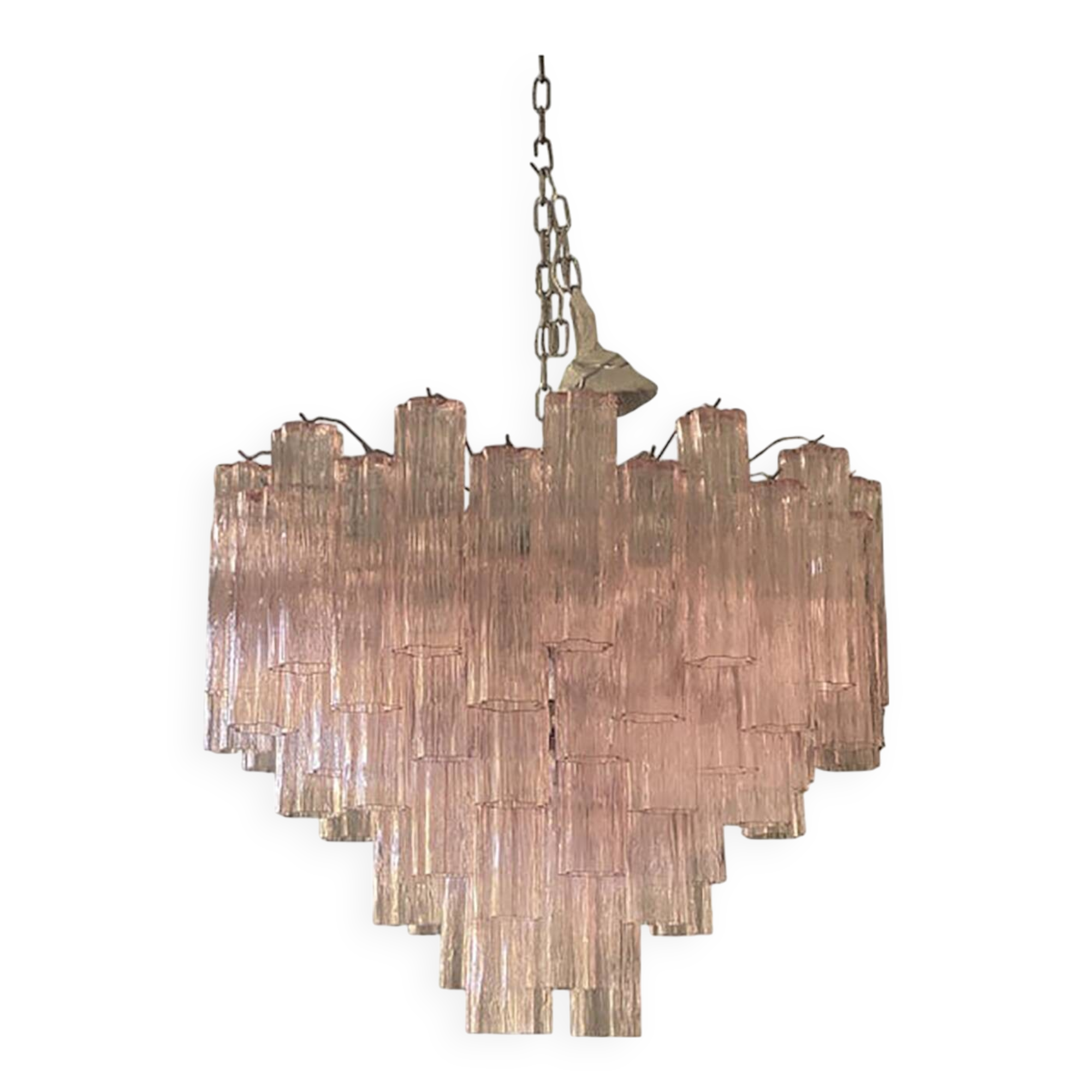 Contemporary Pink “Tronchi” Murano Glass Chandelier