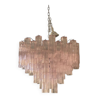 Contemporary Pink “Tronchi” Murano Glass Chandelier