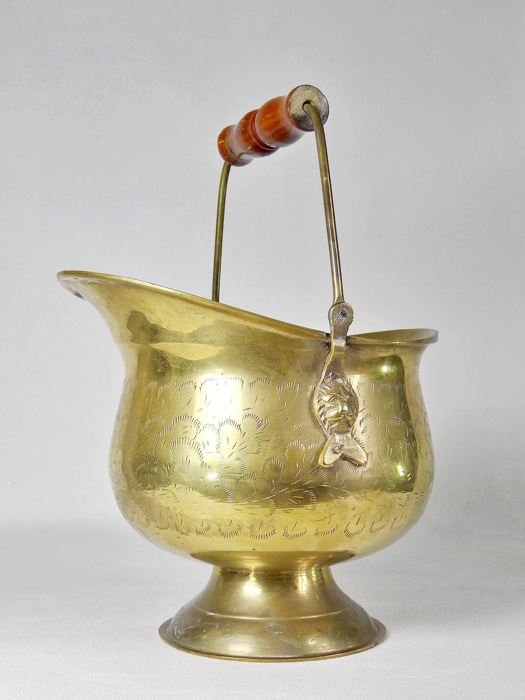 Vintage Ornate Brass Coal Bucket