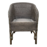 Khaki rattan armchair