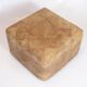 Pouf carré en cuir naturel, années 70