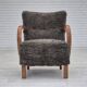 1960s, completely reupholstered Danish art deco armchair, genuine sheepskin "Wellington".
