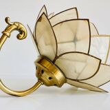 Vintage mother-of-pearl and brass flower wall lamp