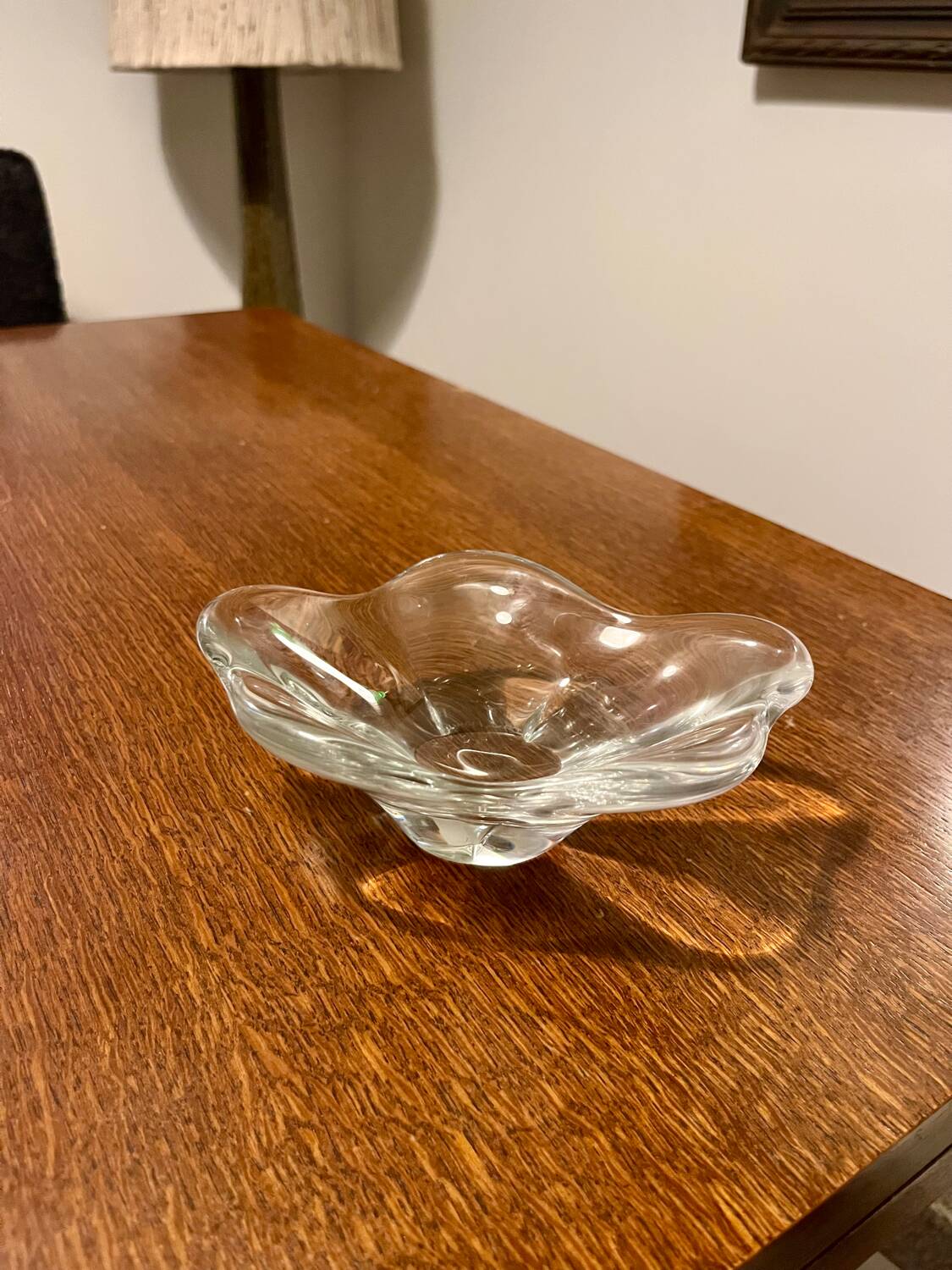 Crystal trinket tray signed Daum France