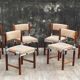 6 vintage chairs in wood, metal and fabric