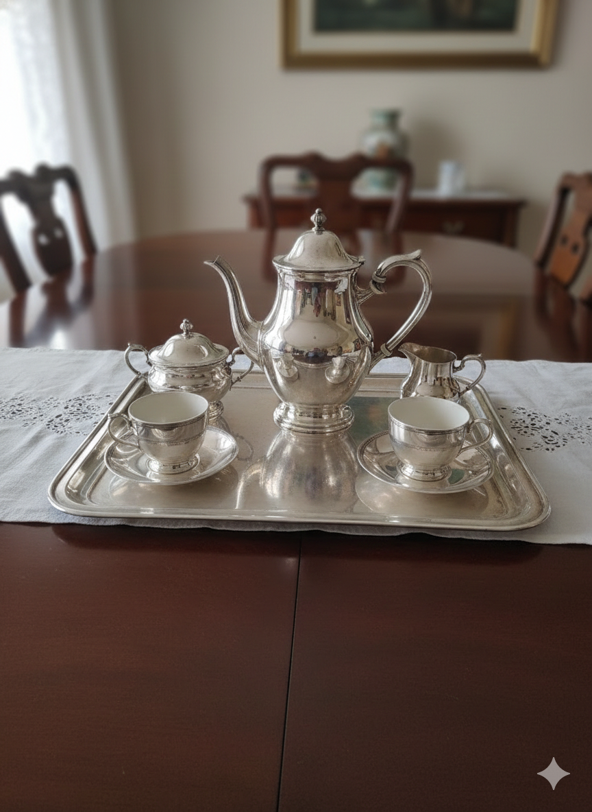 Antique silver-plated tray