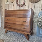 Vintage Scandinavian chest of drawers with compass feet