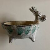 Empty cubist zoomorphic pocket in glazed clay