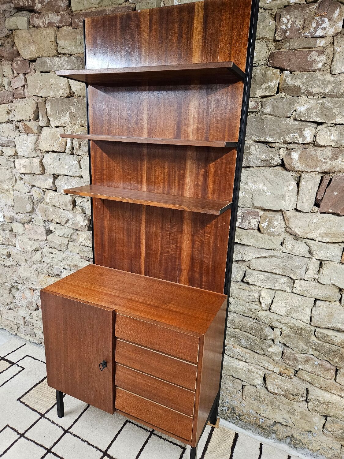 Bookcase cabinet modular shelves vintage 1970