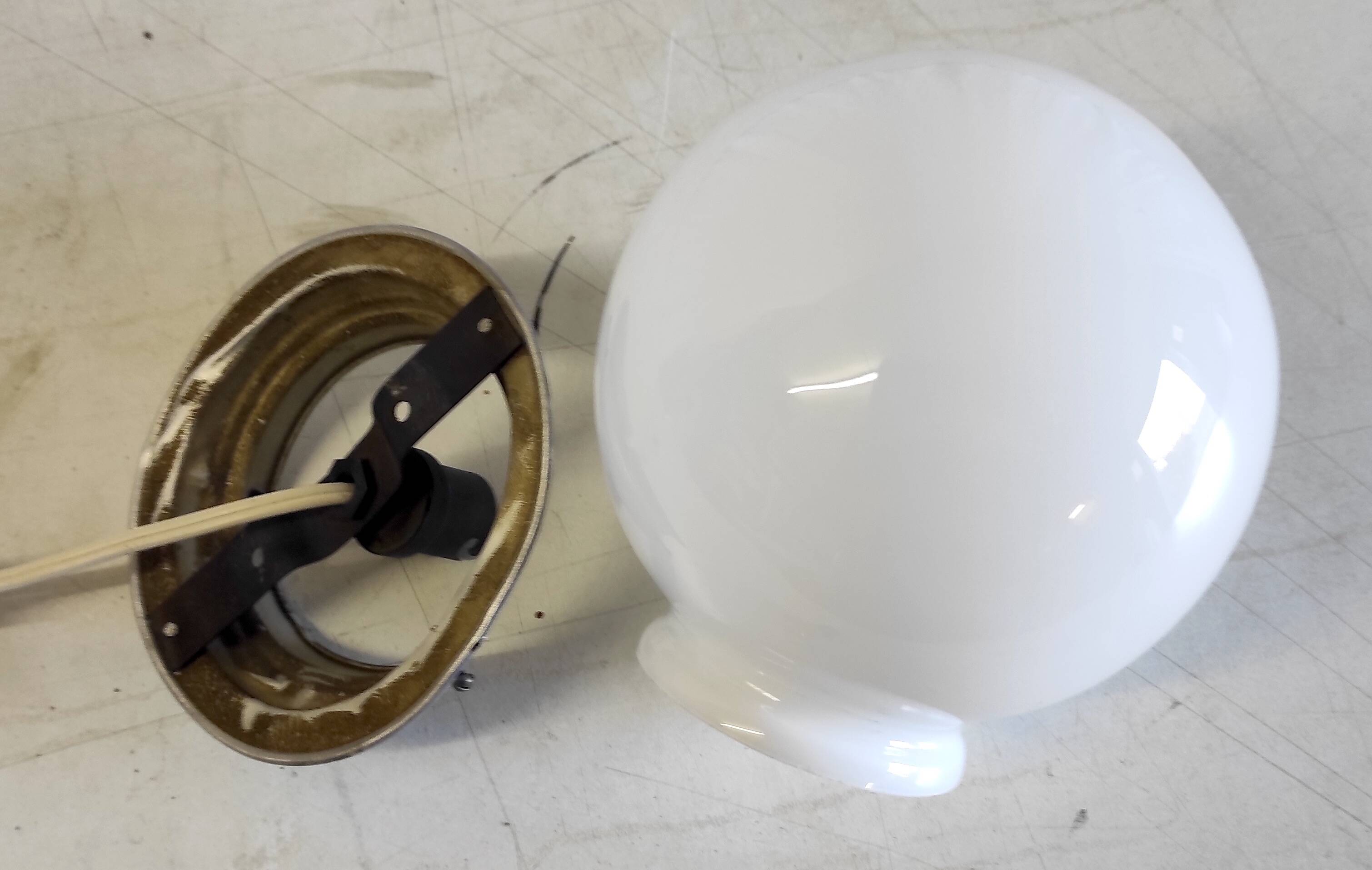 Opaline globe ceiling light diameter 15 cm - mid 20th century