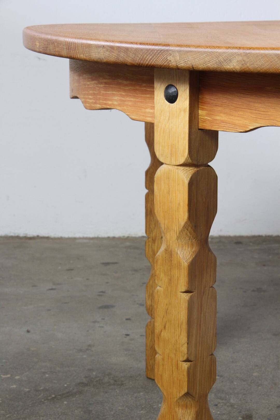 Vintage Danish Modern Oak Round Table, H. Kjærnulf style, 1960s