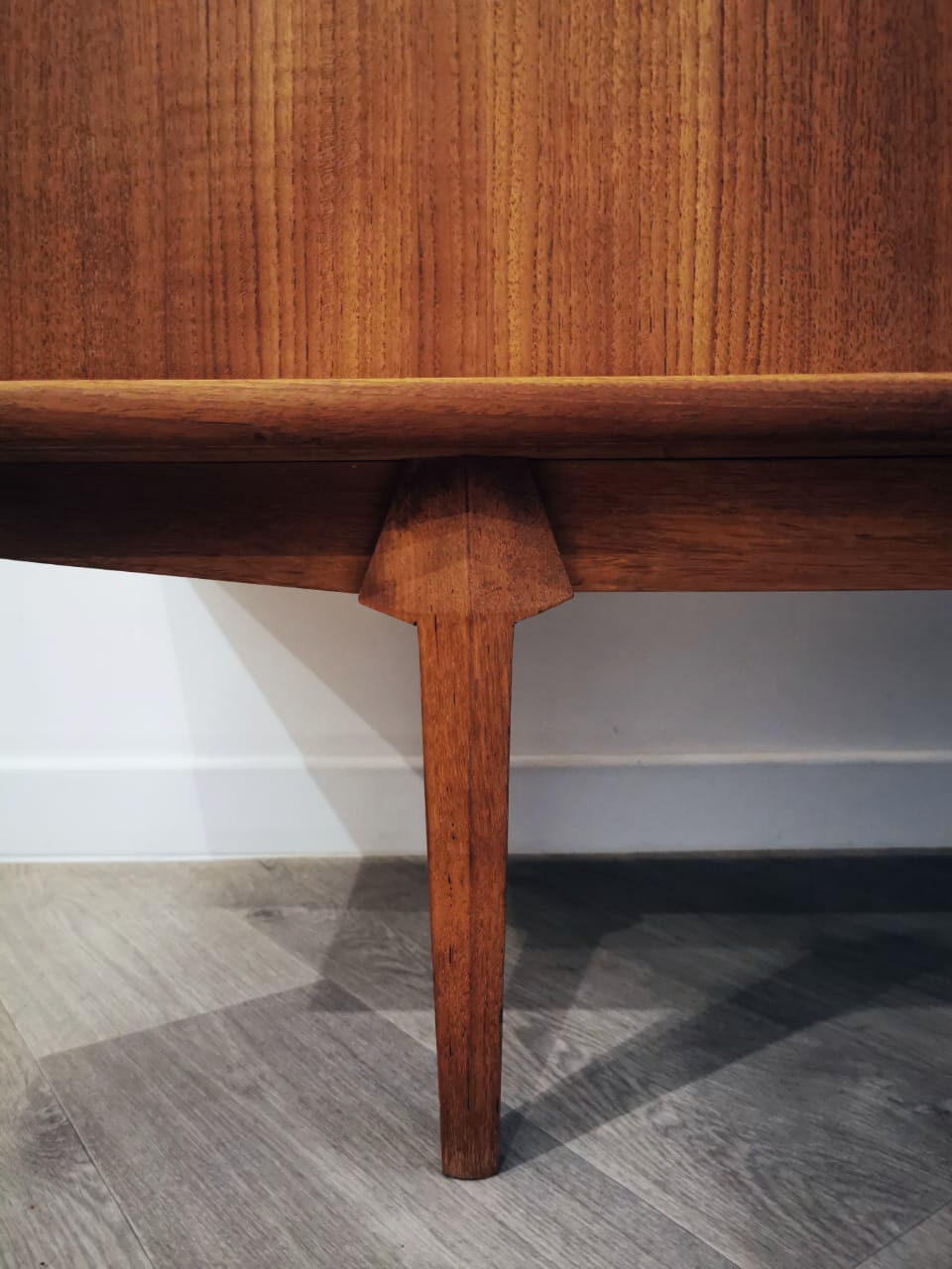 Scandinavian teak row 50s-60s, French manufacture signed Eros