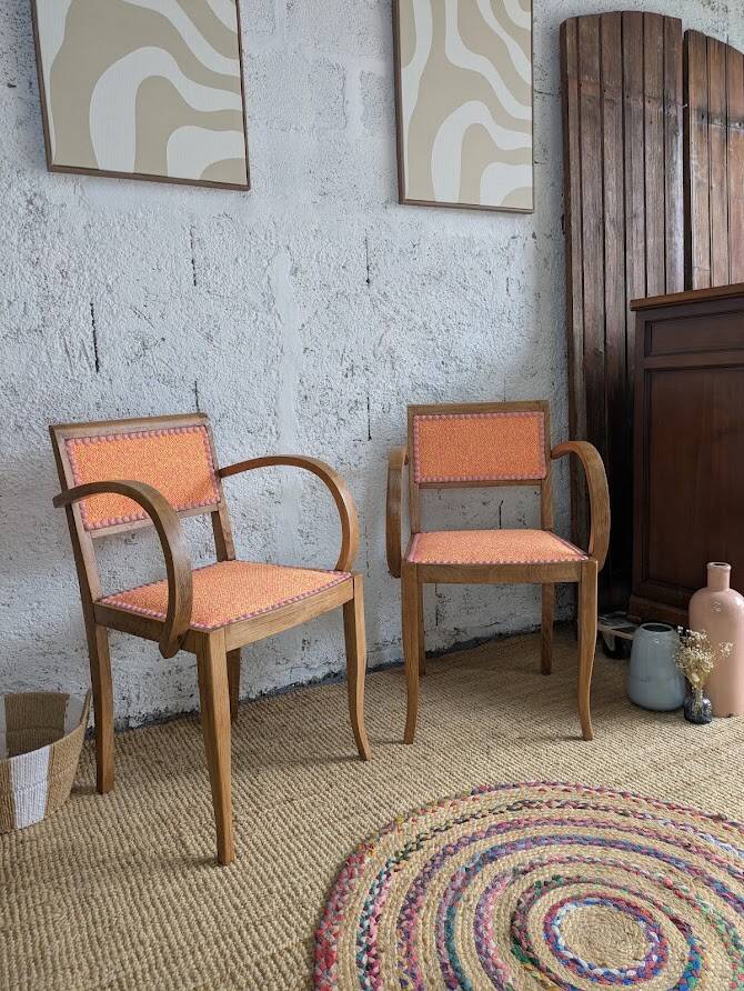 Pair of restored vintage armchairs – high-end élitis fabric