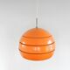 Suspension en métal orange et verre vintage, années 1970