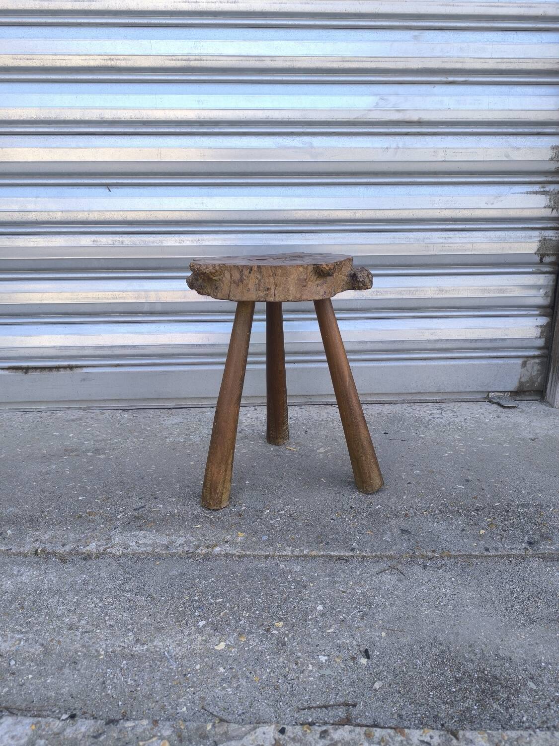 Solid elm tripod stool