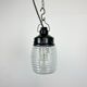 Industrial Bakelite Pendant Light with Ribbed Glass, 1970s