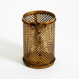 Mid Century Italian Regency Gilt Metal Waste Paper Bin from Li Puma