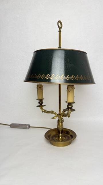 Bronze bouillotte lamp, Empire style, with dimmer switch.