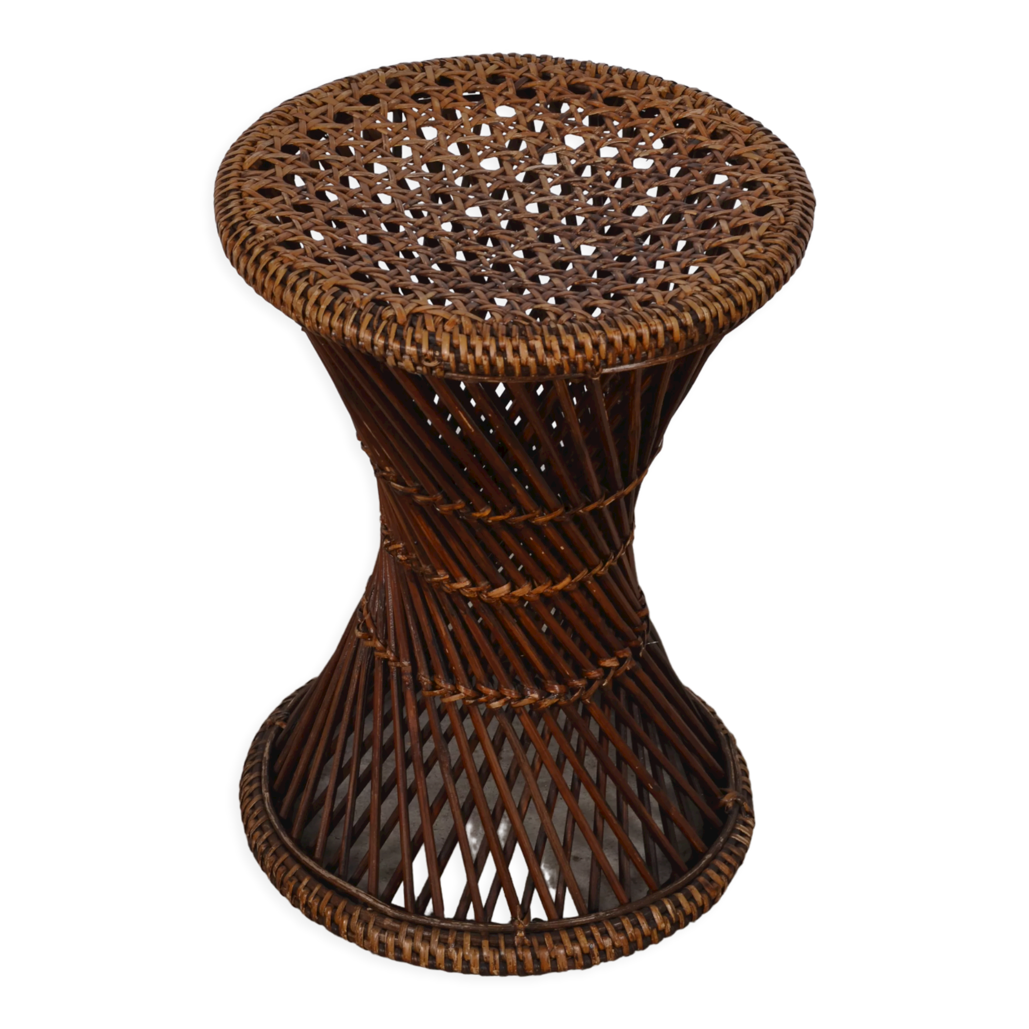 Tabouret diabolo en rotin
