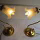 duo de lampe de table en métal doré