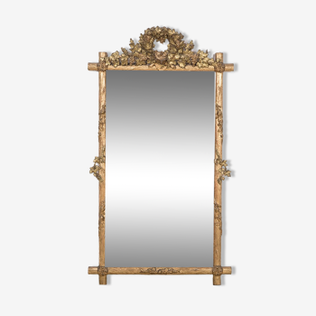 Faux bois bird’s nest mirror 88x160cm