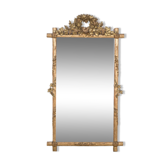 Faux bois bird’s nest mirror 88x160cm