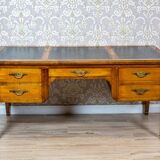 Vintage Grand Ash Prewar Desk with Brass Fillings, 1930s