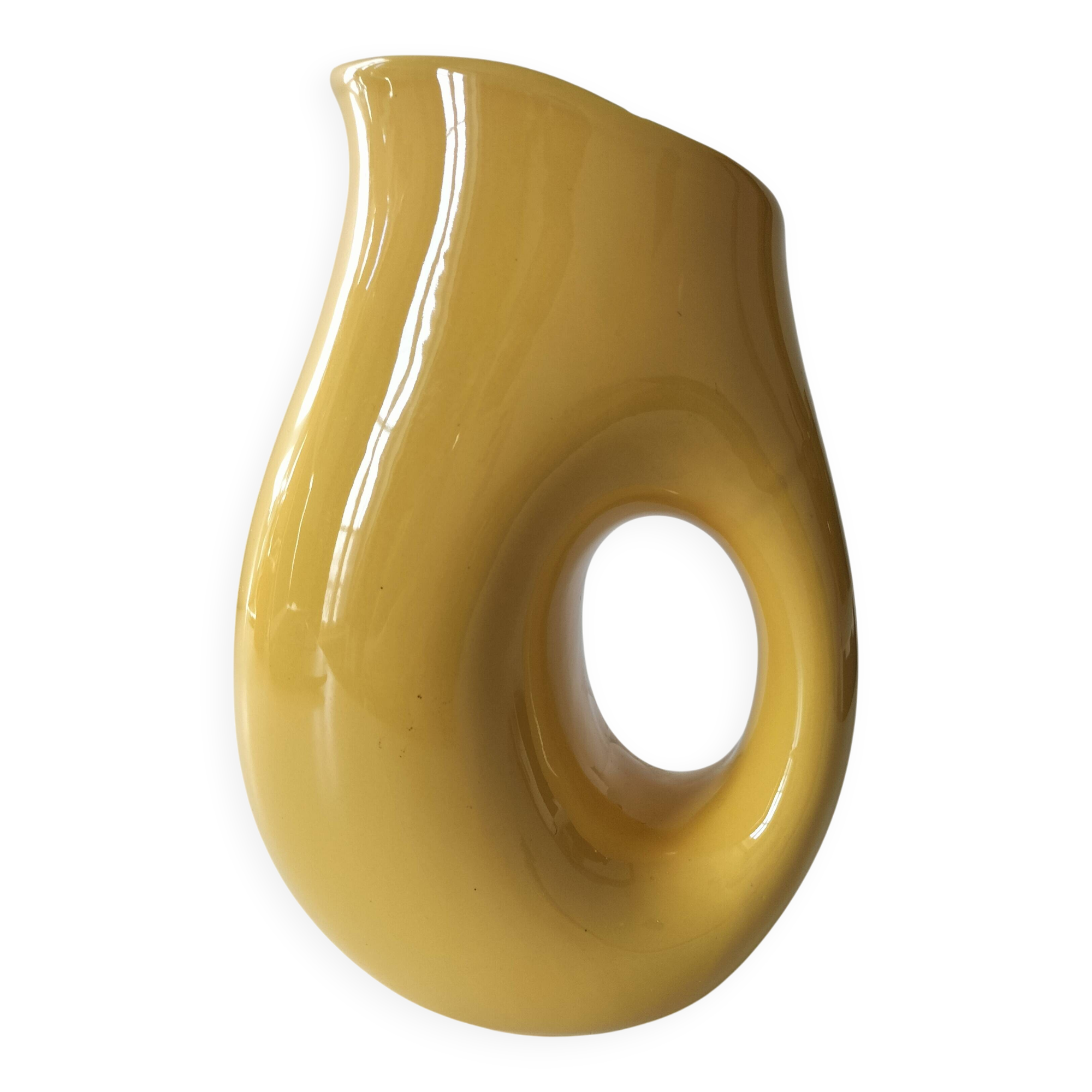 Vintage yellow sculptural pitcher 70s design