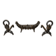 Important wrought iron fireplace accessories – Andirons and log basket