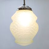 Art Deco pendant lamp with green glass shade, France ca. 1940