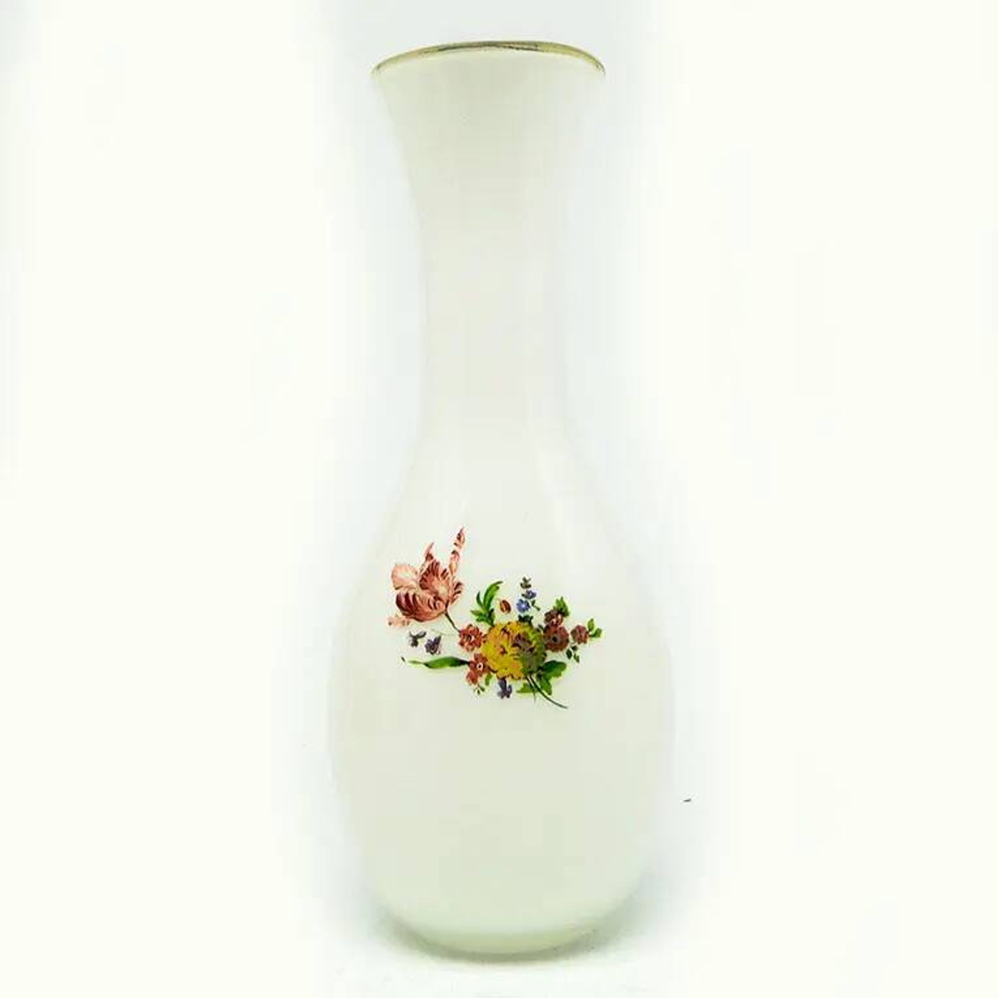 Mid-century modern vase, latticino glass, Poland, 1970s