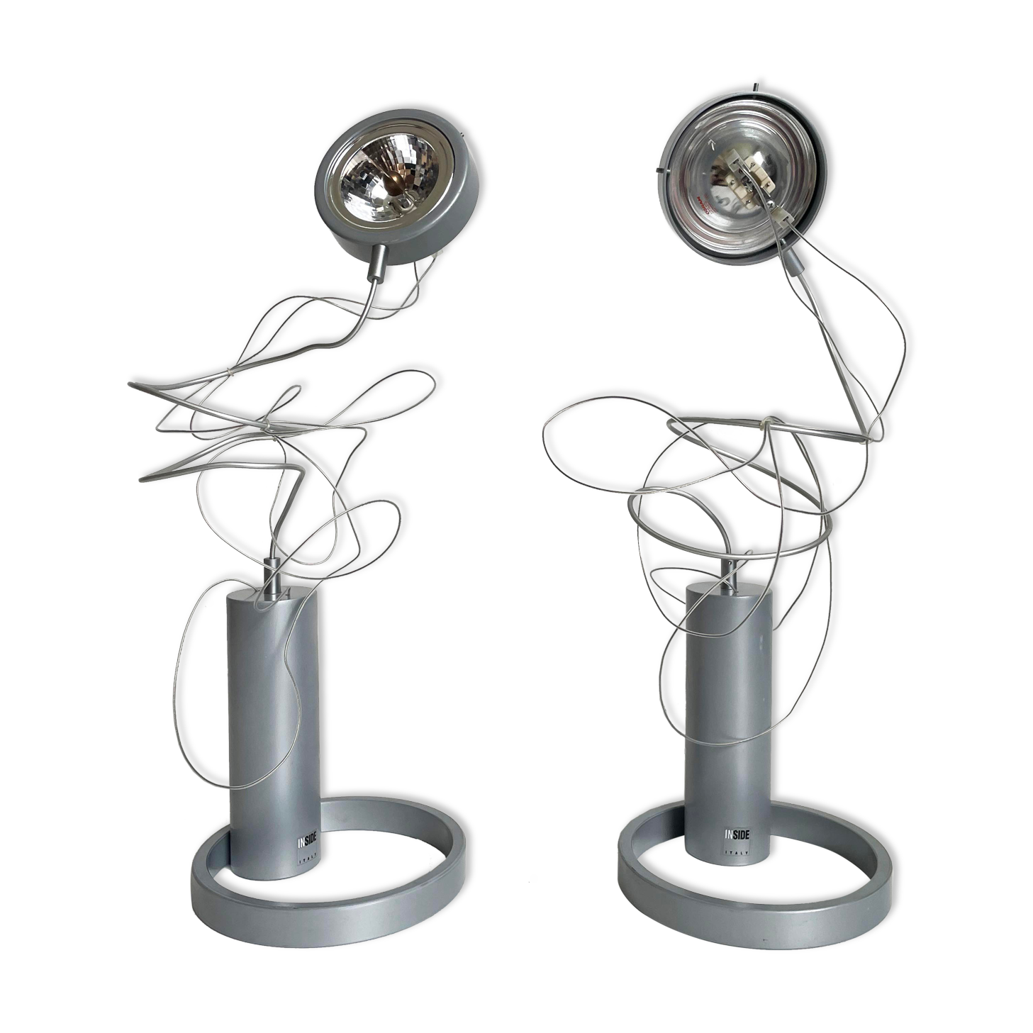 Pair of Postmodern Halogen Designer Table Lamps, Italy 1980's, 1990's