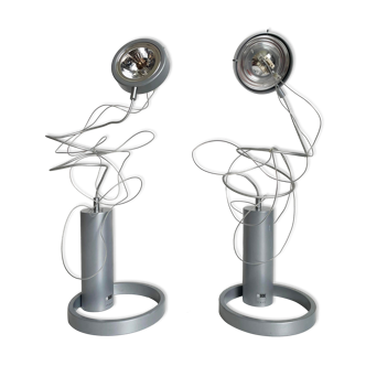 Pair of Postmodern Halogen Designer Table Lamps, Italy 1980's, 1990's