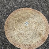 Cement garden table with trunk-shaped foot