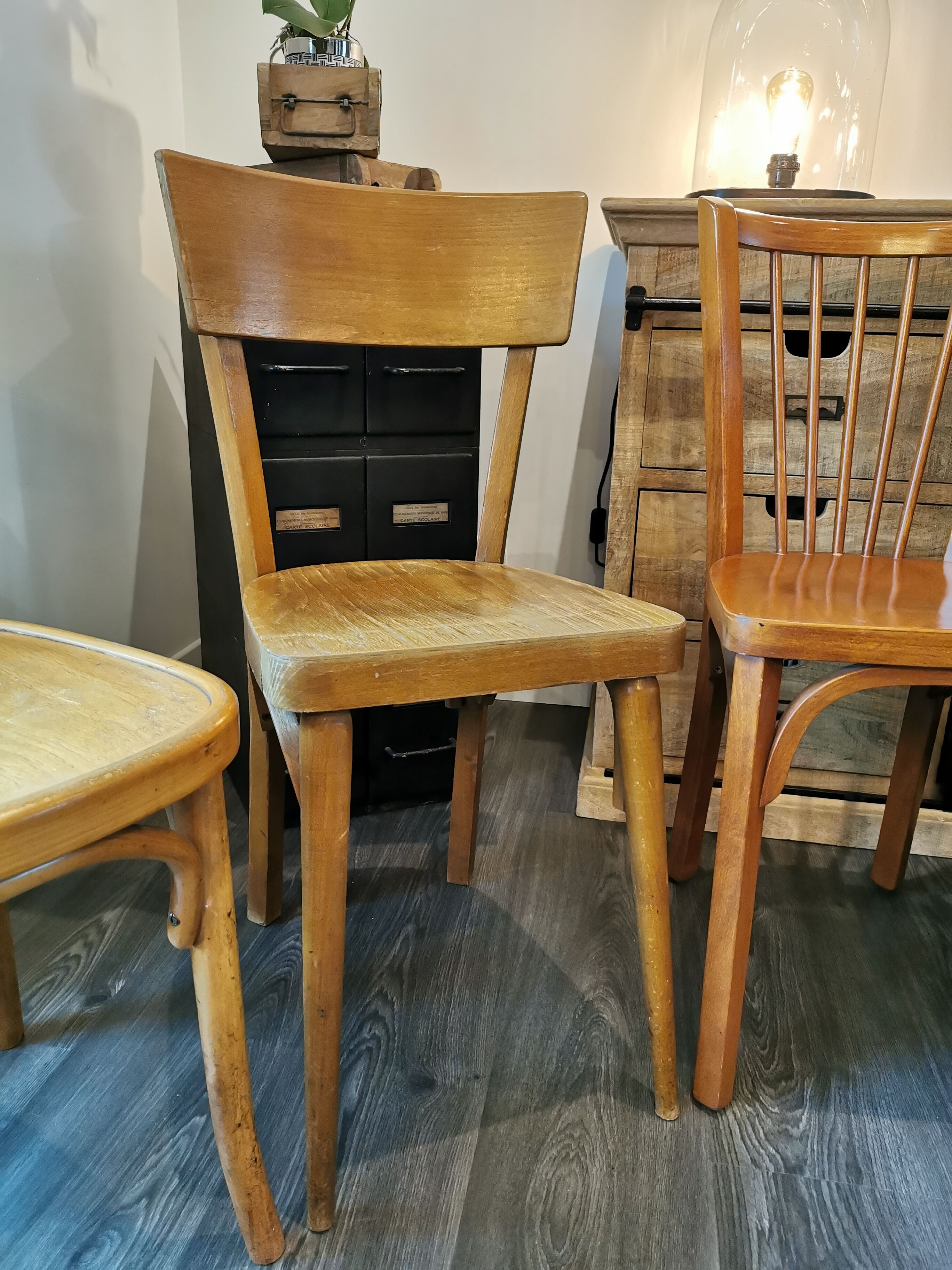 Series of 10 mismatched bistro chairs