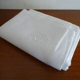 Art Deco damassed tablecloth and monogram 270 x 155