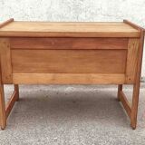 Desk and its brutalist style chair Sled legs 70s