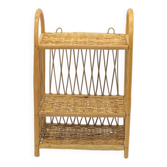 Small shelf, rattan, natural fiber wicker, vintage