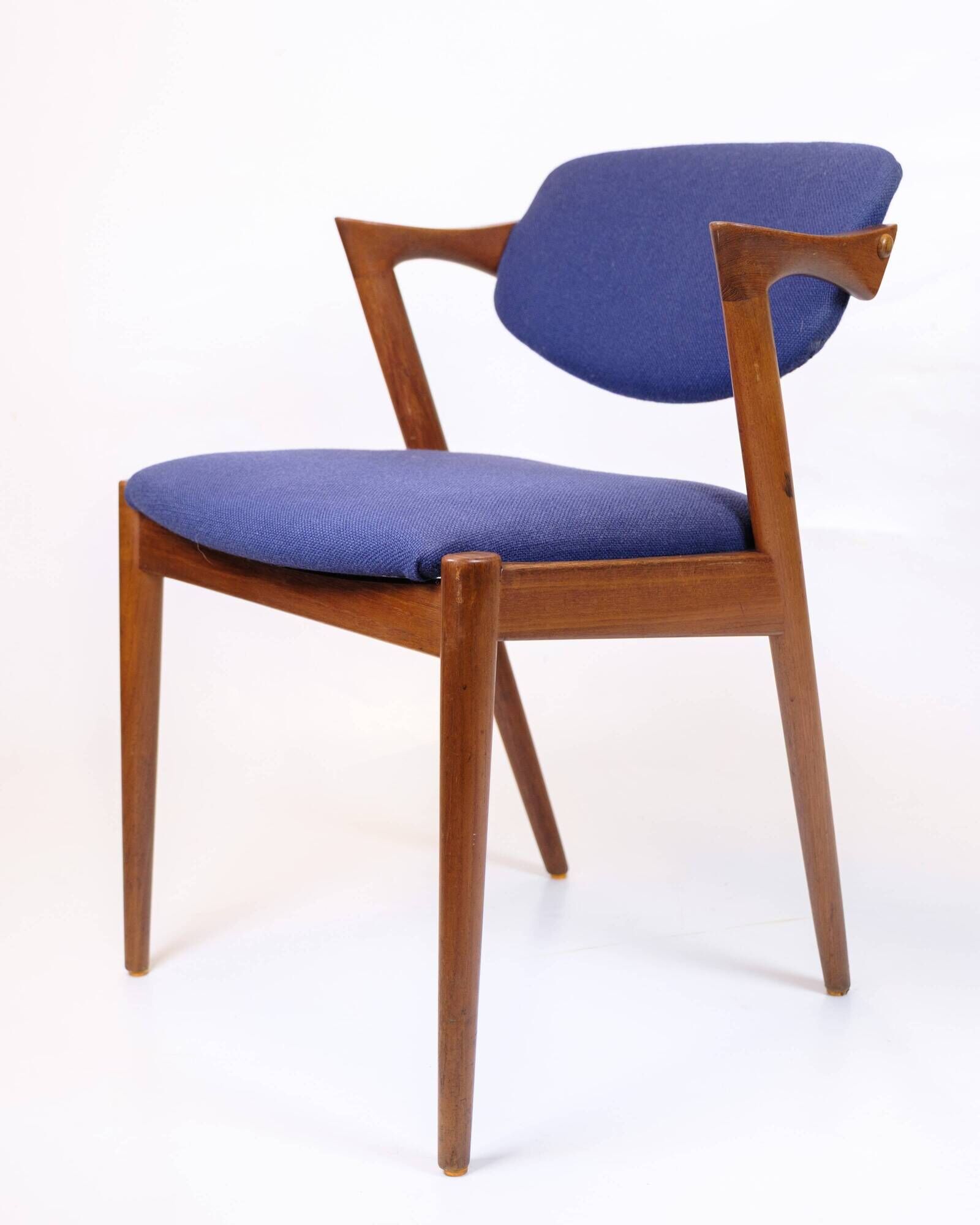 Set of six dining chairs - Model 42 - teak & blue fabric - Kai Kristiansen - Schou Andersen - 1960s